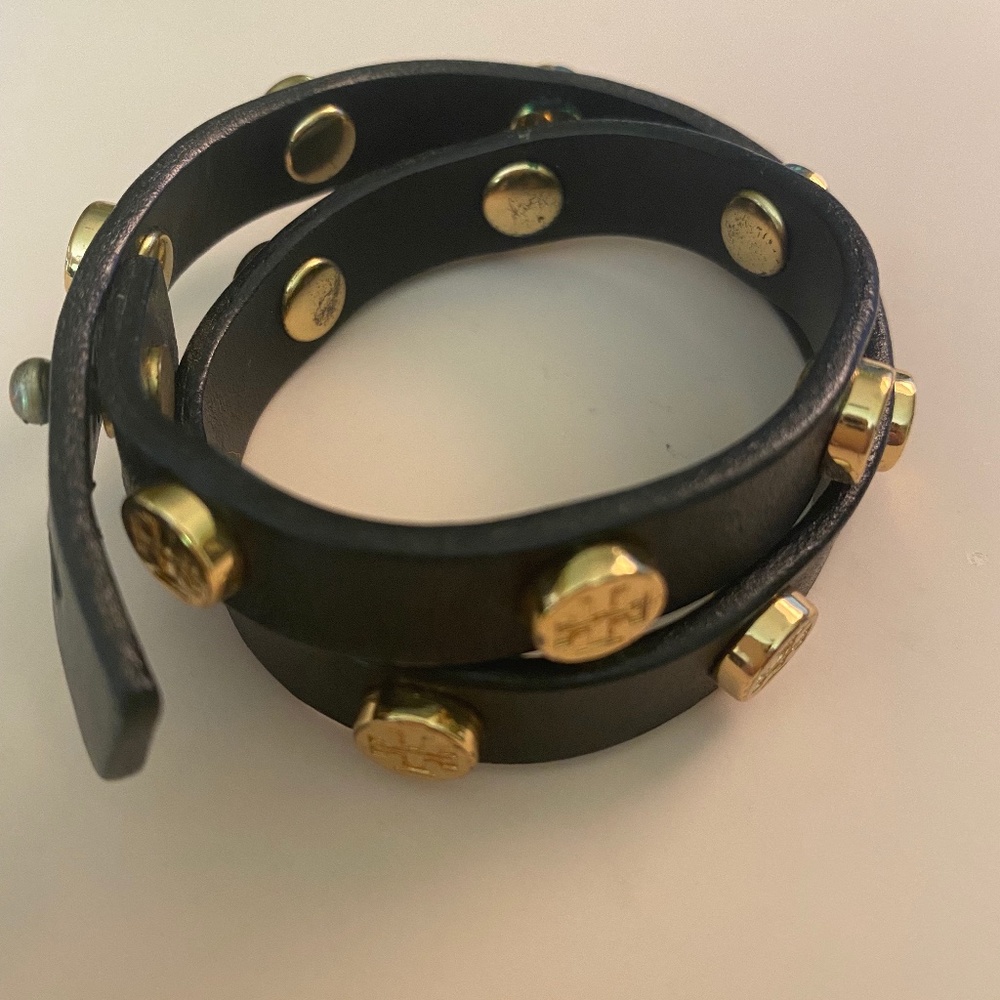 Tory Burch black and gold double wrap bracelet